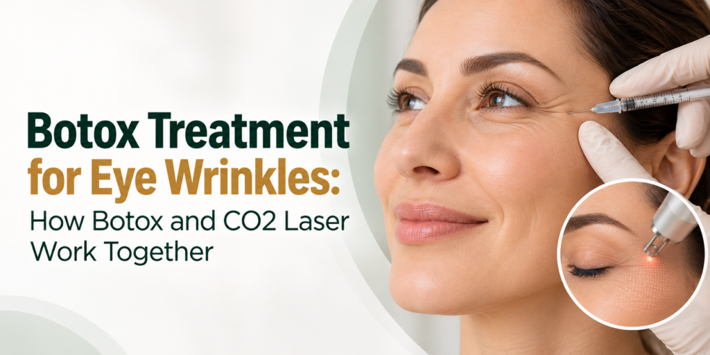 Botox treatment for eye wrinkles with CO2 laser treatment around the eye area